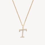Diamond Initial T Necklace 0.107ct Diamond