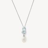 Floral Necklace Freshwater Pearl, 0.02ct Diamond
