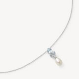 Floral Necklace Freshwater Pearl, 0.02ct Diamond