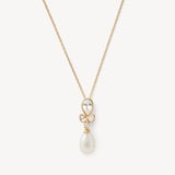 Floral Necklace Freshwater Pearl, 0.02ct Diamond