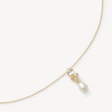 Floral Necklace Freshwater Pearl, 0.02ct Diamond