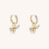 Diamond Bee Charm Earrings 0.416ct White Sapphire & Citrine