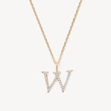 Diamond Initial W Necklace 0.107ct Diamond