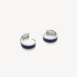 Enamel Huggie Earrings Navy Enamel & Palladium Silver Plated