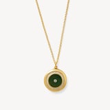 Round Locket Necklace Green Aventurine, White Topaz & 18ct Gold Vermeil