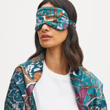 Silk Eye Mask Set Peacock Blue Woodland Pure Silk