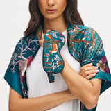 Silk Eye Mask Set Peacock Blue Woodland Pure Silk