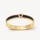 Gemstone Enamel Bangle Black Enamel, Labradorite & 18ct Gold Plated