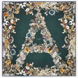 Ombre 'A' Floral Silk Scarf Alpine Green Pure Silk