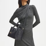 Midi London Tote Black Woven Leather