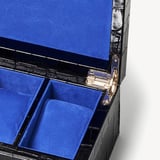 Five Piece Watch Box Deep Shine Black Croc & Cobalt Blue Suede