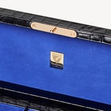 Five Piece Watch Box Deep Shine Black Croc & Cobalt Blue Suede