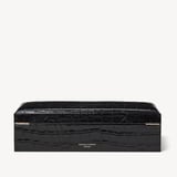 Five Piece Watch Box Deep Shine Black Croc & Cobalt Blue Suede