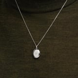 Oval Pearl Locket Necklace Mother of Pearl & Sterling Silver 925