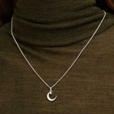 Crescent Moon & Star Pendant Necklace Sterling Silver 925
