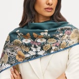 Ombre 'A' Floral Silk Scarf Alpine Green Pure Silk
