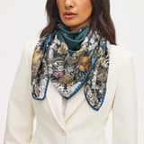 Ombre 'A' Floral Silk Scarf Alpine Green Pure Silk