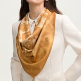 Lancashire Rose Silk Scarf Gold Pure Silk