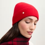 Pure Cashmere Beanie Hat Ruby Red Cashmere