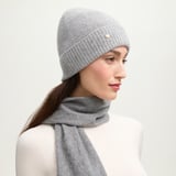 Pure Cashmere Beanie Hat Mid Grey Melange Cashmere