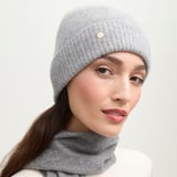 Pure Cashmere Beanie Hat Mid Grey Melange Cashmere