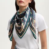 Leo Zodiac Silk Scarf Navy Pure Silk