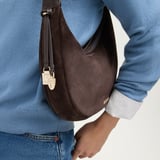 Soho Small Crescent Chocolate Suede