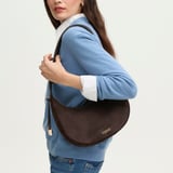 Soho Small Crescent Chocolate Suede