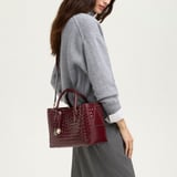 Midi London Tote Merlot Woven Leather