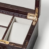 Watch & Cufflinks Box Deep Shine Amazon Brown Croc