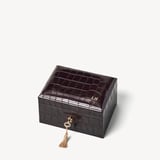 Watch & Cufflinks Box Deep Shine Amazon Brown Croc