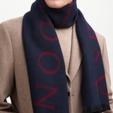 Bi-Colour Heavyweight Merino Wool Scarf Navy & Merlot Merino Wool