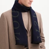 Bi-Colour Heavyweight Merino Wool Scarf Alpine Green & Navy Merino Wool