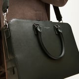 Mount Street Laptop Briefcase Forest Green Saffiano