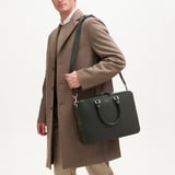 Mount Street Laptop Briefcase Forest Green Saffiano
