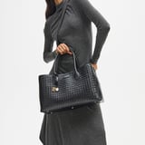 London Tote Black Woven Leather