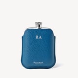 5oz Hip Flask with Leather Pouch Topaz Pebble