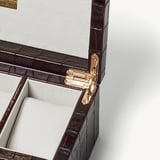 Three Piece Watch Box Deep Shine Amazon Brown Croc
