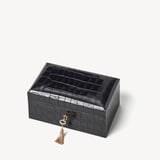 Three Piece Watch Box Deep Shine Black Croc