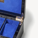 Three Piece Watch Box Deep Shine Black Croc