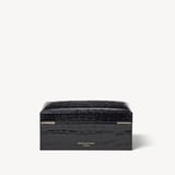 Three Piece Watch Box Deep Shine Black Croc