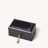 Three Piece Watch Box Deep Shine Black Croc