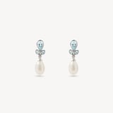 Floral Earrings Freshwater Pearl, 0.04ct Diamond