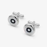 Enamel Button Cufflinks Navy Enamel & Silver Plated