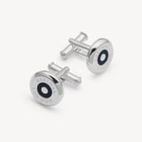 Enamel Button Cufflinks Navy Enamel & Silver Plated