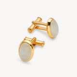 Oval Cufflinks Rainbow Moonstone & 18ct Gold Plated