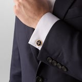 Fleur De Lis Cufflinks Navy Enamel & 18ct Gold Plated