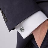 Enamel Button Cufflinks Navy Enamel & Silver Plated