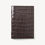 A5 Refillable Luxury Journal Amazon Brown Croc with Soft Suede Lining