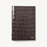 A5 Refillable Luxury Journal Amazon Brown Croc with Soft Suede Lining
